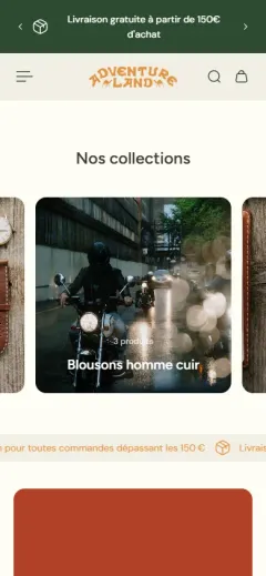 Page d’accueil du site Adventure Land