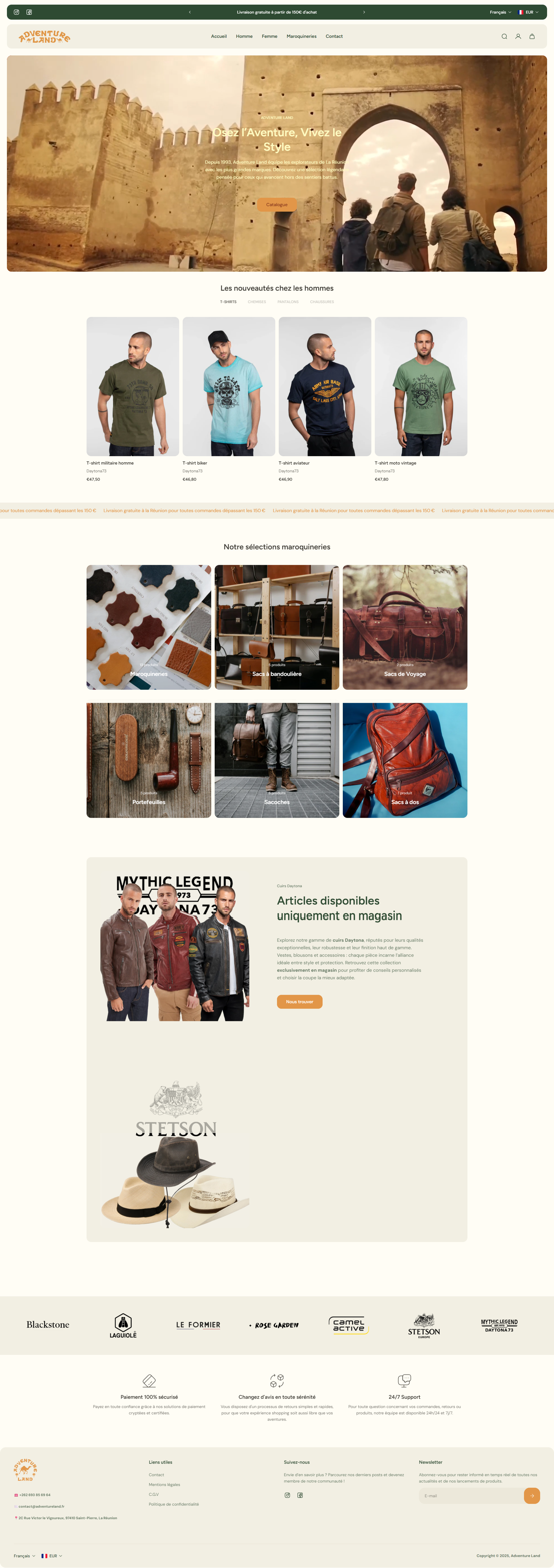 Capture complète du site Adventure Land