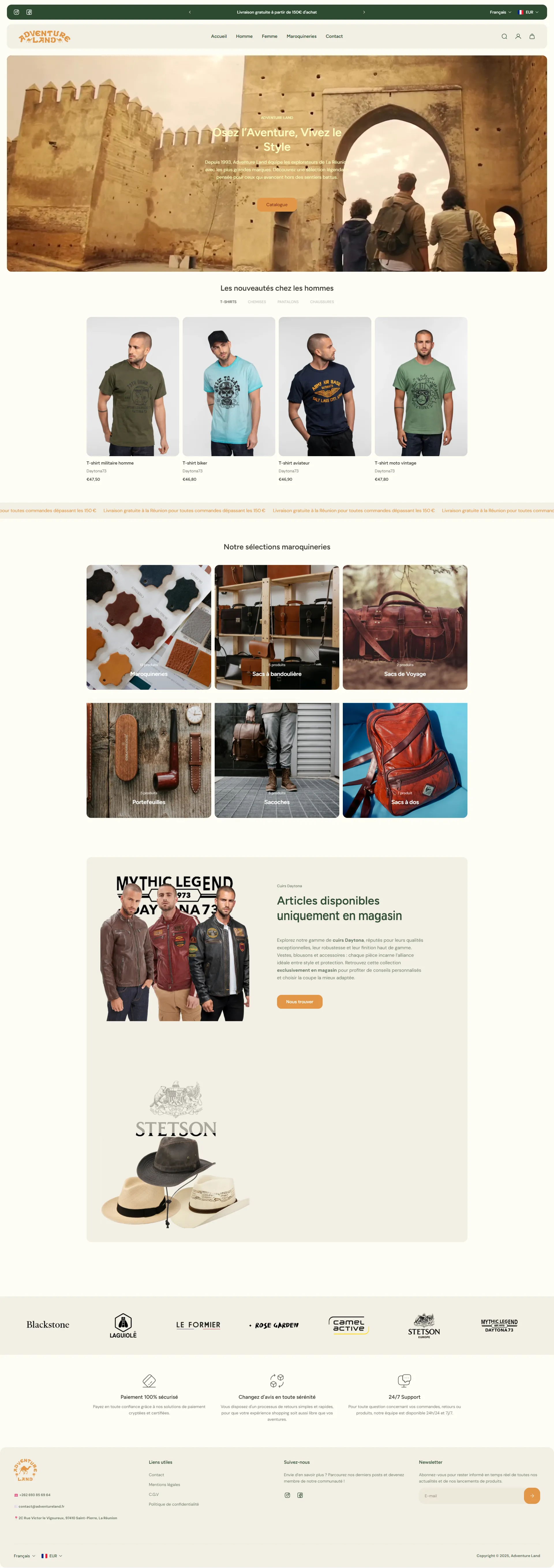 Capture complète du site Adventure Land