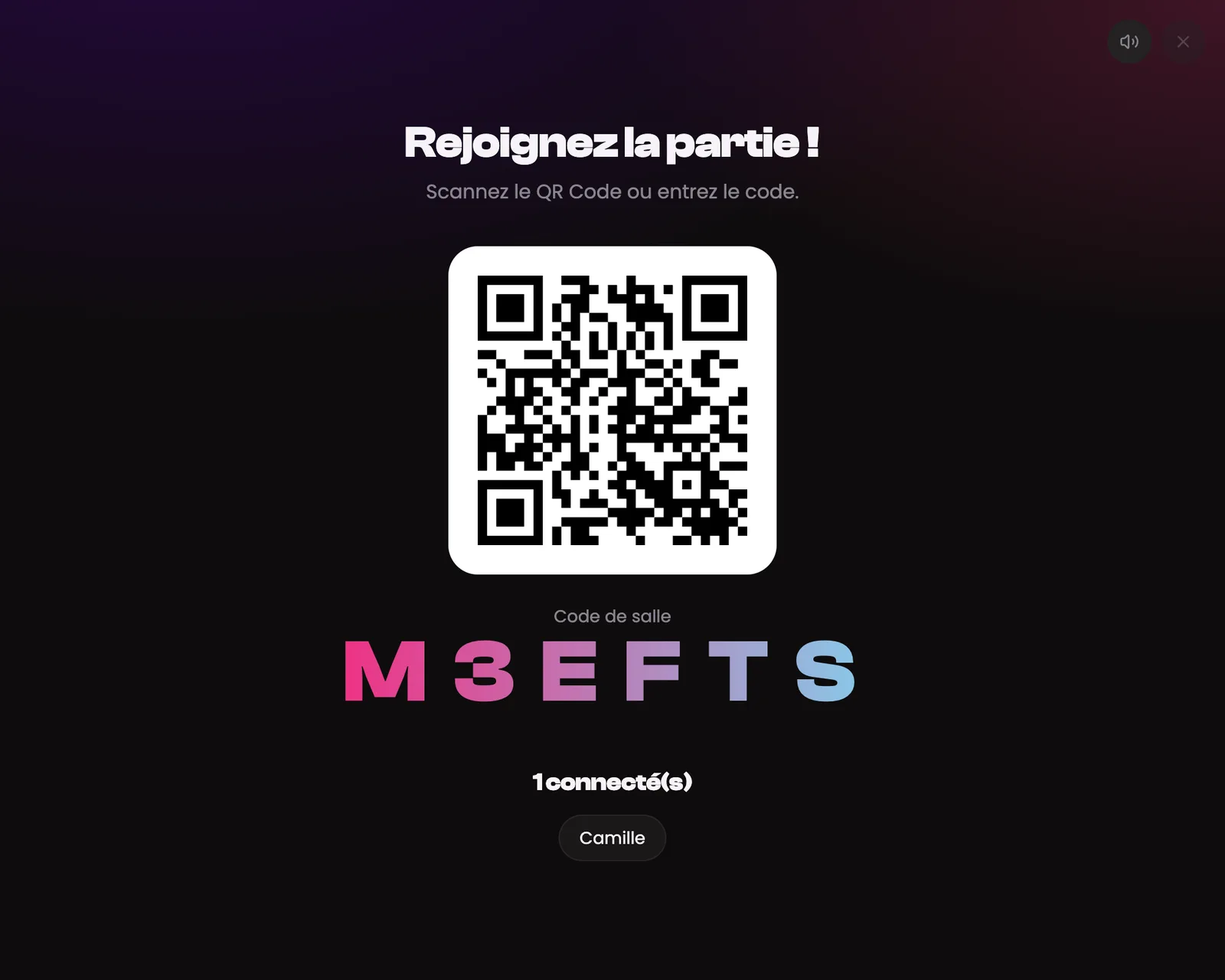 Écran public ArkQuizz avec QR Code