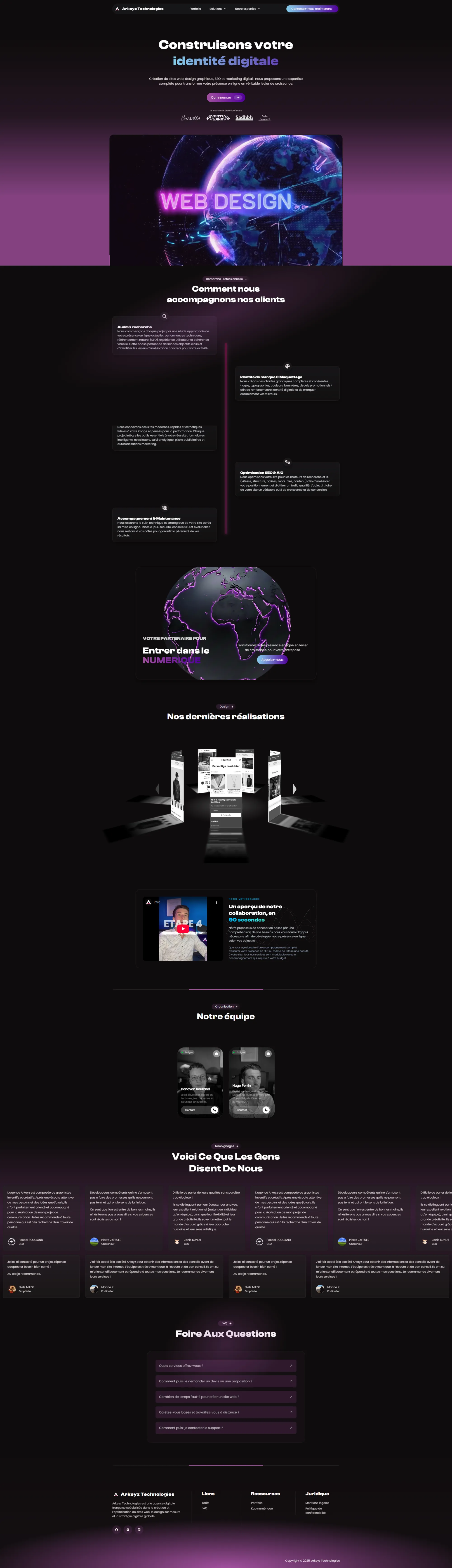 Capture complète du site Arkeyz Technologies