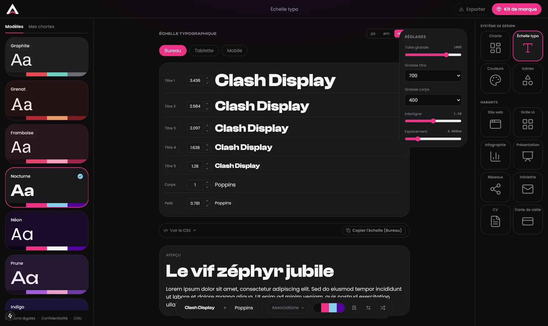 Réglage de l'échelle typographique dans Identity